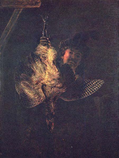 Selbstportrat mit toter Rohrdommel, REMBRANDT Harmenszoon van Rijn